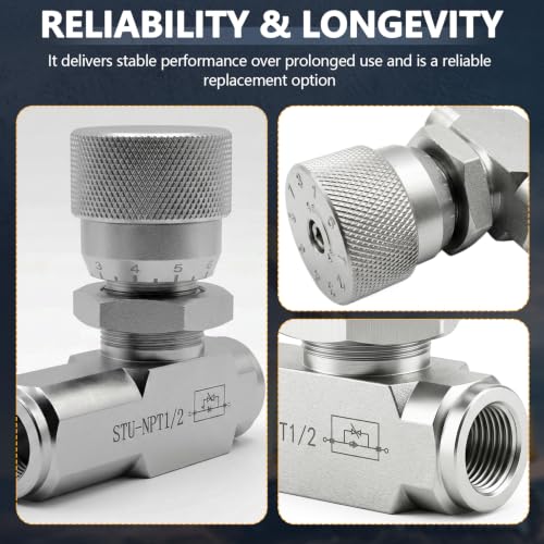 1/2" NPT Hydraulic Flow Control Valve,One-Way Adjustable Speed - style: 1/2"