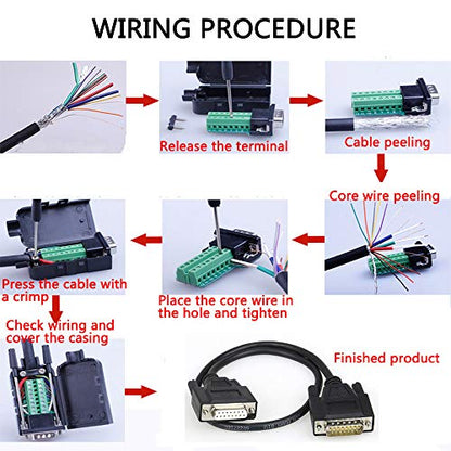10PCS DB15 Solderless RS232 Serial to 15 pin Terminal Male Adapter - style: 10PCS Thin Male