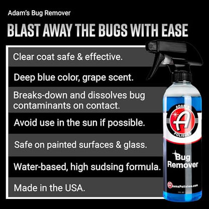 Adam's Polishes Car Bug Remover Combo - Powerful Bug Remover For Car Detailing | All Purpose Spray Removes Bug & Tar From Plastic, Rubber, Metal, Chrome, Glass, RV, Boat, Motorcycle - size: 8 Fl Oz (Pack of 2)