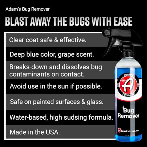Adam's Polishes Car Bug Remover Combo - Powerful Bug Remover For Car Detailing | All Purpose Spray Removes Bug & Tar From Plastic, Rubber, Metal, Chrome, Glass, RV, Boat, Motorcycle - size: 8 Fl Oz (Pack of 2)