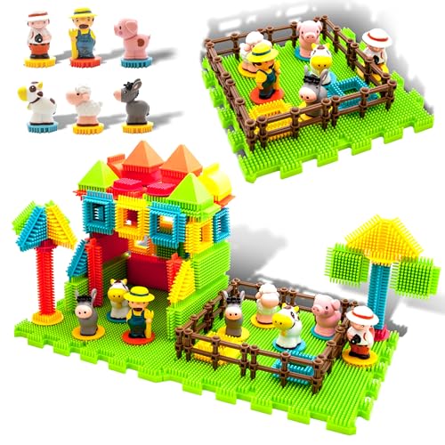 PicassoTiles PTB100 100pcs Hedgehog Shape 3D Building Blocks Tiles Farm Theme Set Learning Playset STEM Toy Set Educational Kit Child Branin Development Preschool Kindergarten Toy - color: Multicolored