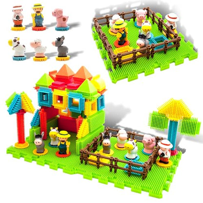 PicassoTiles PTB100 100pcs Hedgehog Shape 3D Building Blocks Tiles Farm Theme Set Learning Playset STEM Toy Set Educational Kit Child Branin Development Preschool Kindergarten Toy - color: Multicolored