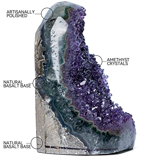 Natural Deep Purple Amethyst Crystal Geode from Uruguay 1.5-2 lb, A Grade Amethyst Cluster, Premium Gift Box for Collectors Reiki Healing Positive Energy by GEMBOURY - size: 1.5-2 Pound Large