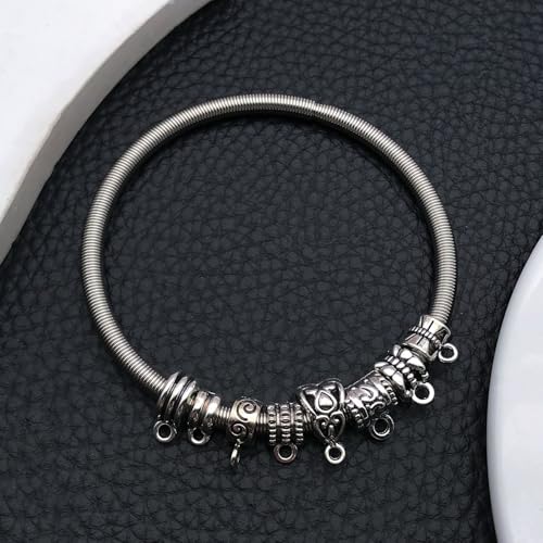 WOCRAFT 60pcs Antique Silver Bails Space Beads Bracelet Charms for Jewelry Making Sets DIY Necklace Bracelet Keychain Crafting Charms Kit Craft Supplies (SN851) - color: Antique Silver, size: Bails Charms