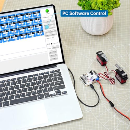 PWM Servo Motor Tester Board Module Controller with PS2 USB Controller Over-Current Protection USB Port for Robot DIY (24 Channel with Handle)