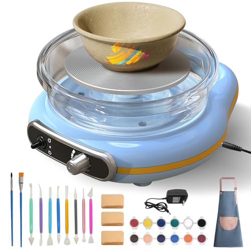 Mini Pottery Wheel Kit for Kids - 4.7" Turntable Two-Way Rotation Electric Pottery Machine, Adjustable Speed, Low Noise, Clay Wheel DIY Kit for Teens Adults Beginners, Pottery Tools Included
