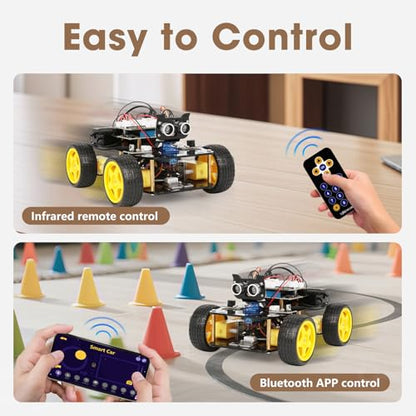 ACEBOTT Robotics Kit for Kids Ages 8-12 12-16, Smart Robot Car Kit Compatible with Arduino & Scratch, STEM Toys Coding Robot Kit with App Control, STEM Gifts for Kids and Teens - color: A-yellow