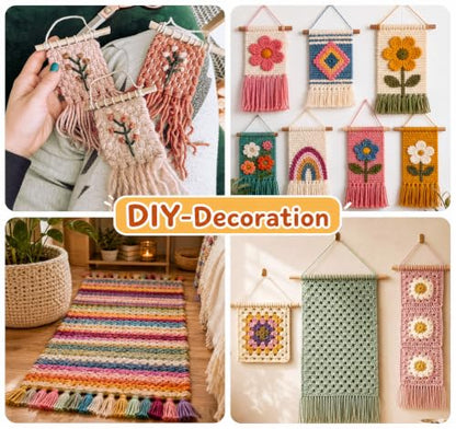 Weaving Loom for Kids,12 Colors Yarn 9.45"x11" Large Metal Bar Weaving Kit - color: Colorful