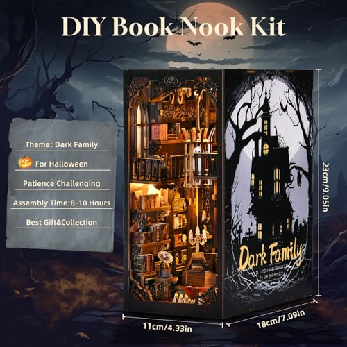 Book Nook Kit, Book Nook Kits for Adults DIY Booknook Model Build - color: Dark Family