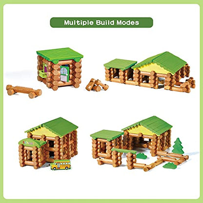 Wondertoys 269 Pieces Real Wood Logs Set Ages 3+, Classic Building Log Gift Set for Boys/Girls– Creative Construction Engineering - Top Blocks Game Kit - Preschool Education Toy - style: 269 PCS