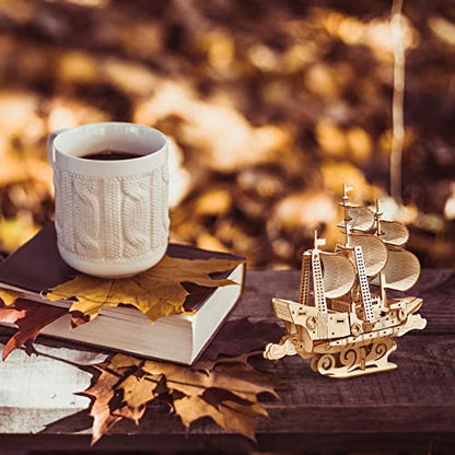 3D Wooden Sailboat Puzzle for Adults Wood Block Puzzle-Model Building Kit-Gift for Birthday/Father's Day