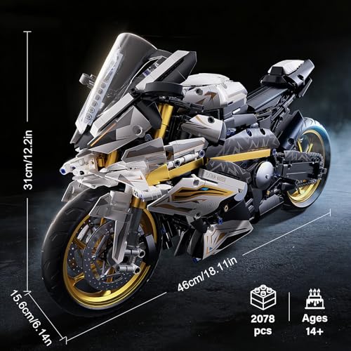 Chodia 1:5 Motorcycle Building Set 2078-Piece Large Scale Model for Age 14+