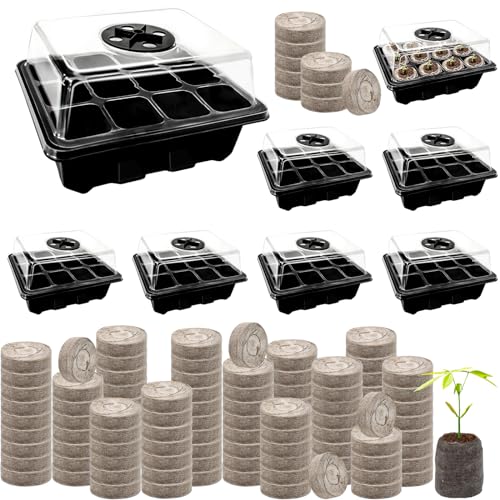 Seed Starter Tray with Peat Pellets, Black Starting Seeds Kit for Plants - size: 8 Set-black