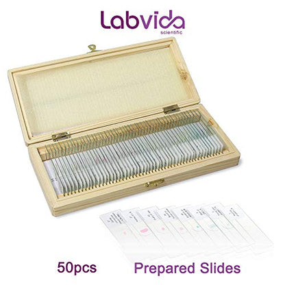 50PCS Microscope Slides with Specimens with Wooden Box, LVQ091 - color: 50PCS