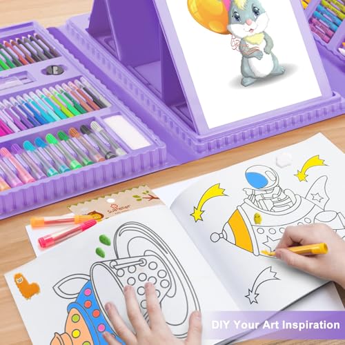 Art Supplies, 272 Pack Art Set Crafts Drawing Kit for Kids Girls Boys Teens - color: Purple