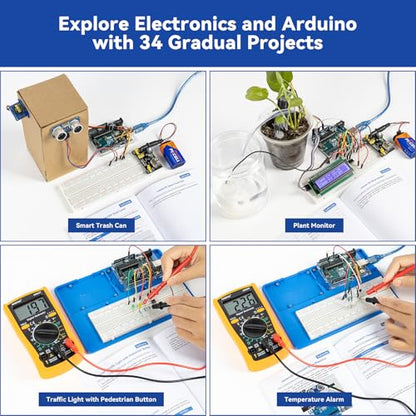 SunFounder Inventor Lab Starter Kit with Original Arduino Uno R3 REV3 Multimeter 34 Projects 40+Video Courses RAB Breadboard Holder, RoHS Compliant, for Beginners & Engineers