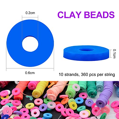 MIIIM 3600 PCS 10 Strands Polymer Clay Beads for Jewelry Making, Vinyl Heishi Beads 6mm for Surfer Bracelets Necklace Making (Khaki Cream) - color: Khaki Cream