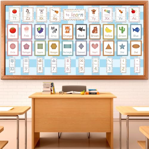 Blue Checkered Bulletin Board Paper Roll Retro Pastel Blue Bulletin Board Background Paper Back to School Classroom Decor Poster for Art Craft DIY Projects Home Office Party Supplies 17.7inx20ft - style: Blue Checkered