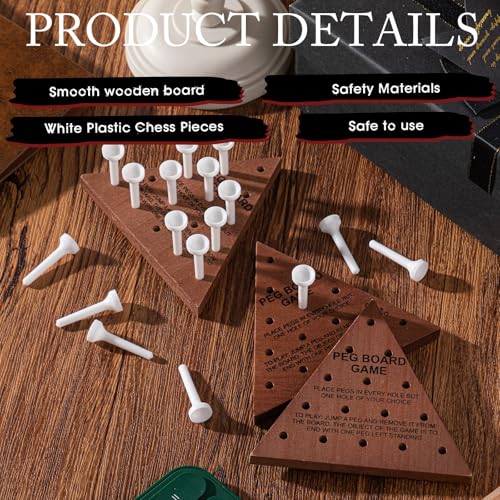 Skylety 12 Pack Triangle Peg Games Wooden Board Table Game, Dark Color - color: Dark Color
