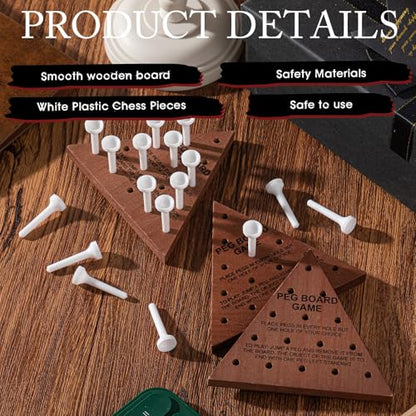 Skylety 12 Pack Triangle Peg Games Wooden Board Table Game, Dark Color - color: Dark Color