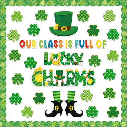 gisgfim St.Patrick Day Bulletin Board Decoration Set Lucky Shamrock Borders Cutouts for Party School Classroom Door Welcome Bulletin Board Craft Home Wall(St. Patrick's Day) - style: St. Patrick's Day