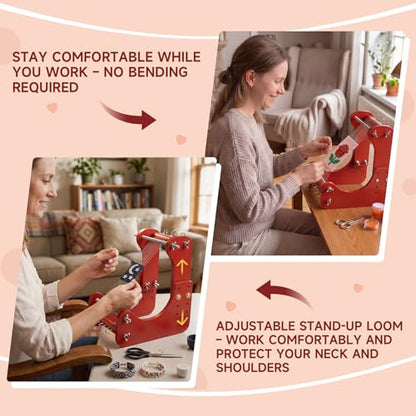 ZOLAOLA Adjustable Standing Bead Loom – Bead Loom Kit for Adults & Beginners with 4 Length Settings, Ergonomic Angled Design, Work Area 7.5"-10.5", for Jewelry Making, Bracelets, Necklaces & Crafts
