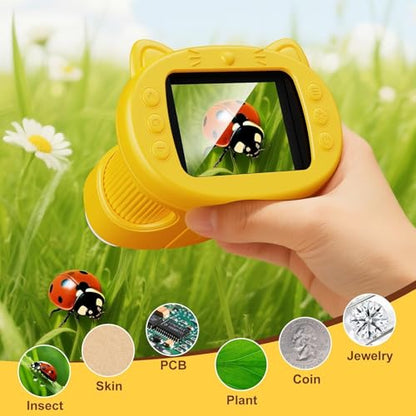 1000X Handheld Digital Microscope for Kids, 2.4" HD Screen, 8 LEDs - color: Bright yellow