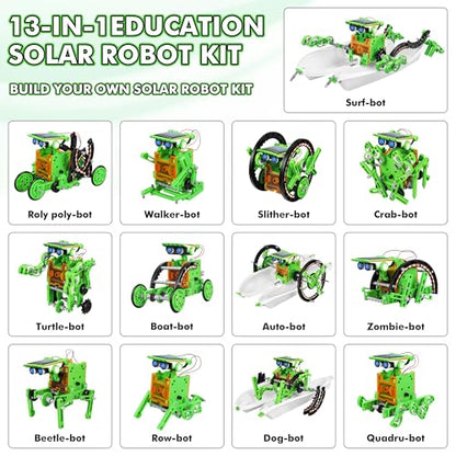 STEM 13-in-1 Education Solar Power Robots Toys for Boys Age 8-12 - color: Green