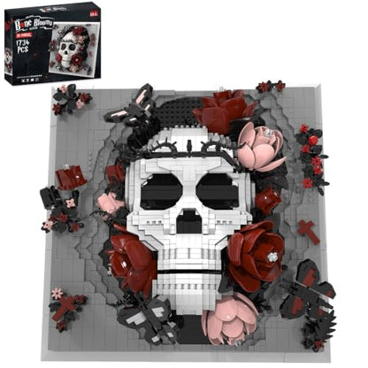 Skull Flowers Mini Building Set Gothic Art Interior Decoration Ornament