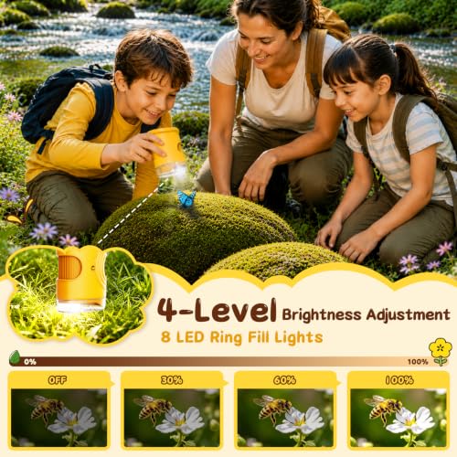 SEEKID Microscope for Kids 200-1000X, STEM Toy Science Kit for Kid(Yellow) - color: Yellow