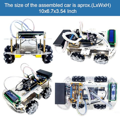 DIY Mecanum Wheel Car Kit with Metal Chassis and TT Motor Smart Robot 4WD Omnidirectional Car Programming Kit with Speed Encoder for Arduino/Microbit/Raspberry Pi for Adult Age 15+(Unassembled)
