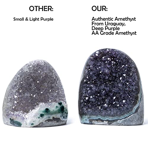 Natural Deep Purple Amethyst Crystal Geode from Uruguay 1lb-1.5lb, A Grade Amethyst Cluster, Premium Gift Box for Collectors Reiki Healing Positive Energy by GEMBOURY - size: 1 Pound-1.5 Pound