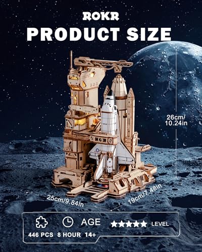 ROKR Space Shuttle 3D Wooden Puzzles for Adults Moving Building Model