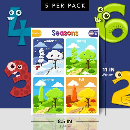 FoldCard Seasons Chart Educational Poster 8.5x11 5pk - color: Seasons