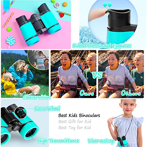 Kids Binoculars Ages 3-12 with Compass & Whistle - color: Nacy Blue