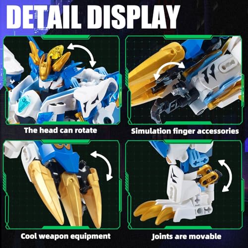 TIALLOW White Tiger Mech Building Block Set, 2 in 1 Transforming Robot Toy - style: White Tiger