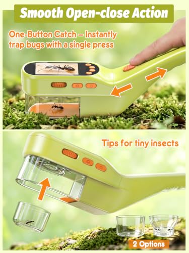 Acoath Microscope for Kids, Bug Catcher, 2.4" IPS Screen Bug Catching Kit - color: Lime Green