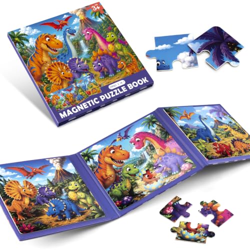 Biarek Dinosaur Magnetic Puzzles for Kids 3-5, 37-Piece Travel Set - color: Dinosaur - 37 Pieces