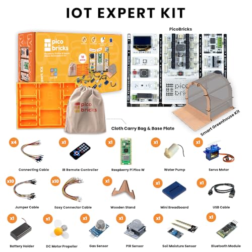 Picobricks Raspberry Pi Pico W Starter Kit with 12 Detachable Sensors and Extensive Learning Guide, Raspberry Pi Kit, Raspberry Pi Starter Kit, DIY Coding Kit - size: IoT Expert Kit