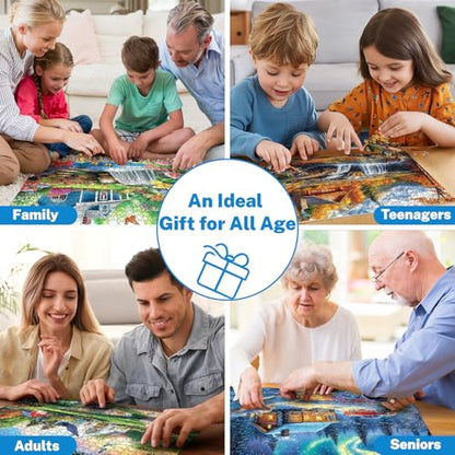 4 Packs 500 Piece Puzzles for Adults – 4 Seasonal Landscape Puzzle Set Scenic House & Nature Jigsaw Puzzle, Colorful Adult Jigsaw Puzzles for Stress Relief, Family Fun, Mindfulness & Gifts - color: Seasonal Landscapes