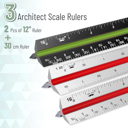 Mr. Pen- Architectural Scale Ruler, 12 Inch, 3 pcs - color: Black & Silver, size: 3 Pack