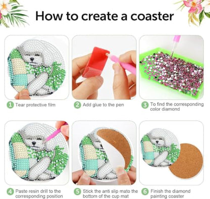 8 PCS Diamond Art Coasters Kit for Adult,Cute Dog Diamond Painting Coaster - color: Dog