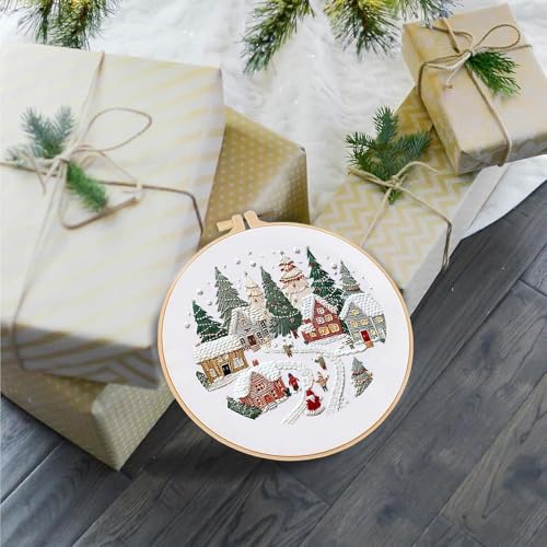 SCECALA 4 Winter Christmas Pack Embroidery Kit for Beginners - color: Beige