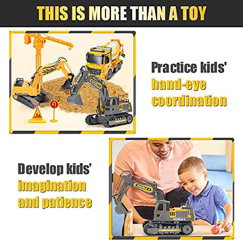 DOUBLE E Remote Control Excavator Toy Construction Toys Tractor Rechargeable Battery RC Vehicles Electric Truck Sandbox Digger Toys for Boys Girls Kids, Gray - color: Gray