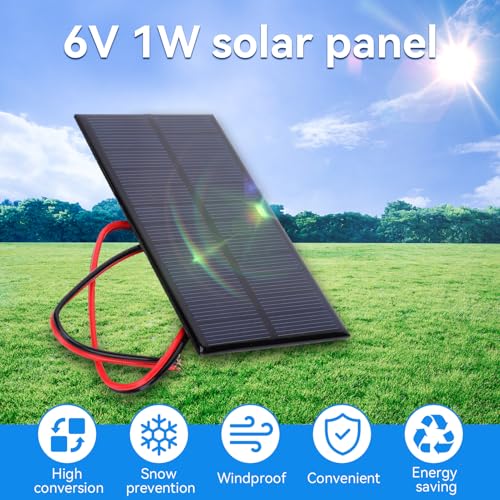 3pcs Mini Solar Panel DC 6V, Polysilicon Solar Cell Charger Module with 30cm Cable, 2.4x4.3inch