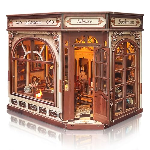 BELEEV Book Nook Kit for Adult and Teens,3D Wooden Puzzle(Athena's Library) - color: Athena's Library