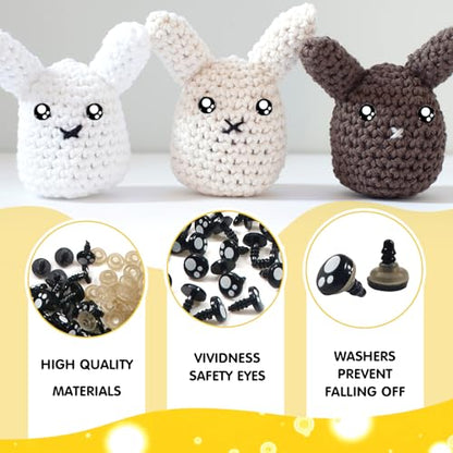 TOAOB 320pcs Plastic Safety Eyes with Washers Black Craft Eyes 14mm Stuffed Animals Eyes Oval Craft Doll Eyes for DIY Amigurumis Crochet Animals Bears Making - size: 14mm
