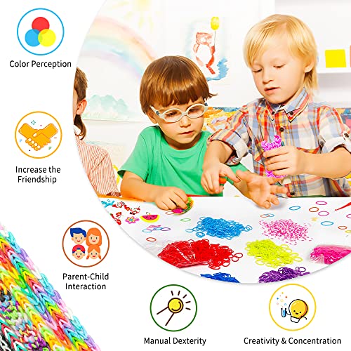 INSCRAFT 17500+ Rubber Loom Bands with 3 Layer Pink Container, 28 Colors, 600 S-Clips, 352 Beads, 40 Cartoon Pendant, Bracelet Making Refill Kit for Kids - color: Pink