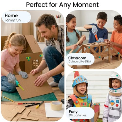 Kibbidea Cardboard Cutter for Kids, Cardboard Construction Tool Kit - size: 170 PCS