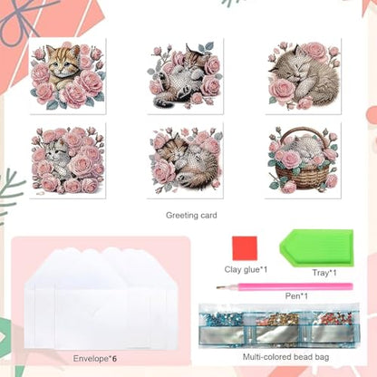 DDGYP 6-Pack Diamond Art Kits for Adults, Diamond Art Cards for DIY Crafts - color: pink